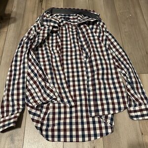 George Men's Plaid Shirt - Navy, Burgundy, and White